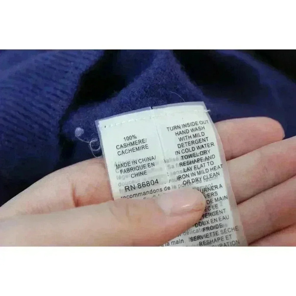 Cashmere Sweater Dress Size Small Bodycon 3/4 Sleeve Blue Purple Stretch Knit - Picture 10 of 11